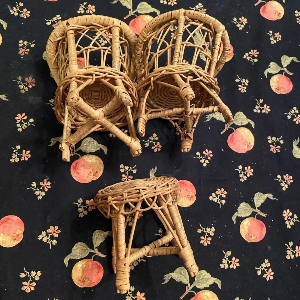 Miniature Wicker Chair and Table Set